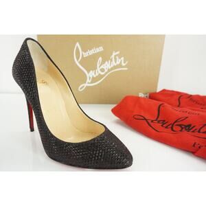 Christian Louboutin Eloise Black Glitter Pumps SZ 35 Pointy Red Bottom